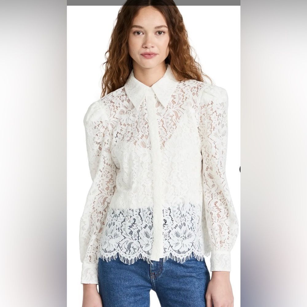 L’Agence Jenica Lace Button Up Blouse XS NWT